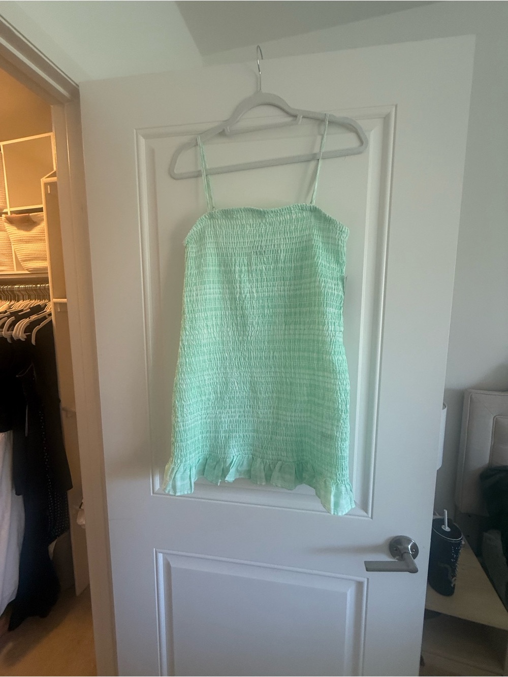 Wild and Fable NWT Strapless Smocked Ruffle-Hem Dress in Mint Green - Picture 3 of 3